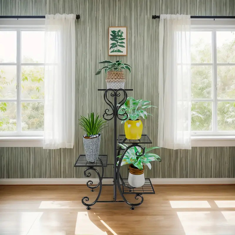 Metal Plant Shelf, Plant Stand Indoor Outdoor Flower Pot Holder Display Racks - Wrought Iron Corner Multiple Planter Rack Organizer for Garden Patio Lawn Balcony Office And Store Display,