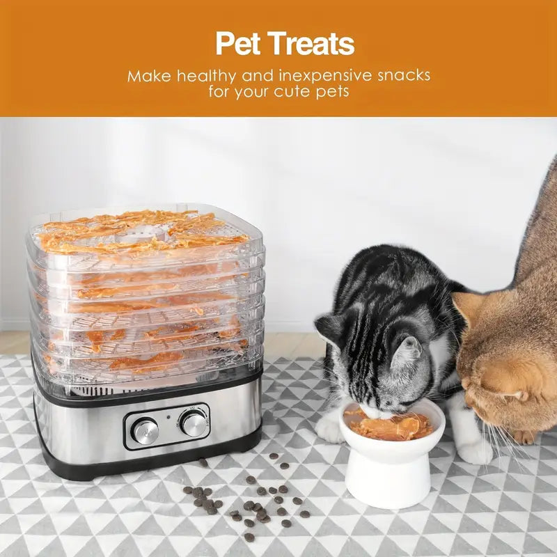 240W Stainless Steel Food Dehydrator with Temperature Control, 5 BPA-Free Trays, Dishwasher Safe Electric Dryer for Jerky,