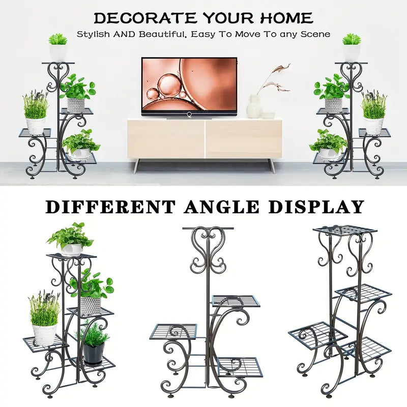 Metal Plant Shelf, Plant Stand Indoor Outdoor Flower Pot Holder Display Racks - Wrought Iron Corner Multiple Planter Rack Organizer for Garden Patio Lawn Balcony Office And Store Display,