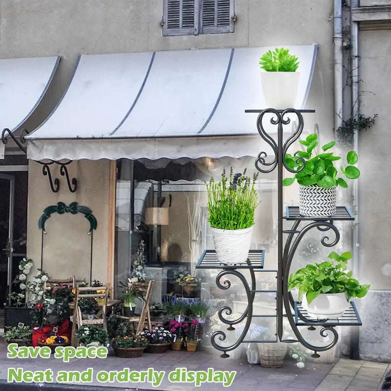 Metal Plant Shelf, Plant Stand Indoor Outdoor Flower Pot Holder Display Racks - Wrought Iron Corner Multiple Planter Rack Organizer for Garden Patio Lawn Balcony Office And Store Display,
