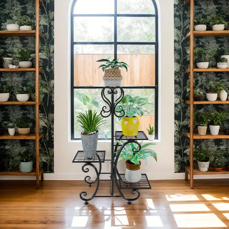 Metal Plant Shelf, Plant Stand Indoor Outdoor Flower Pot Holder Display Racks - Wrought Iron Corner Multiple Planter Rack Organizer for Garden Patio Lawn Balcony Office And Store Display,